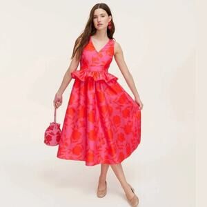 Kate Spade X Target Women's Classic Rose Peplum Midi Dress Pink Red Size 2